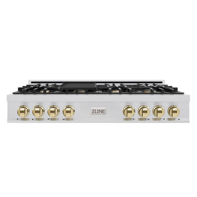 ZLINE Autograph 48 in. Classic Rangetop w/ 8 Burners in Stainless Steel & Autograph Edition Accents