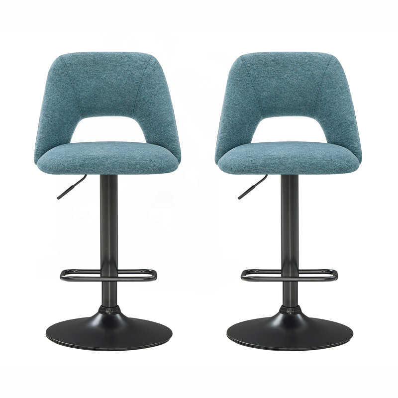 Ensemble de tabouret de bar pivotant à hauteur réglable avec revêtement en chenille et repose-pieds, Dark Grey