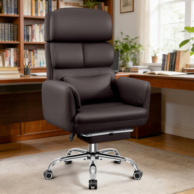 Big and Tall Cross Legged Office Executive Chair with Footrest and Convertible Infinite Gear Armsrest by Ebern Designs