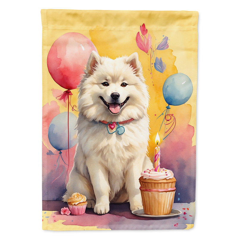 Drapeau «Happy Birthday House», Samoyède