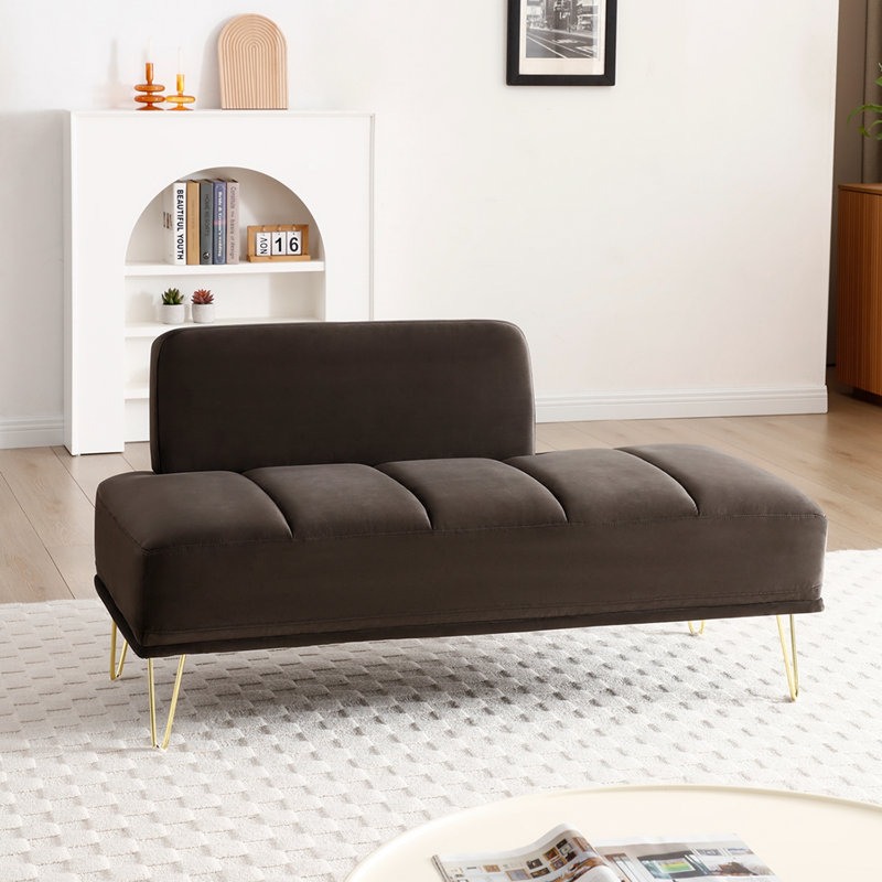 Banc rembourré en velours Gudren, Gris