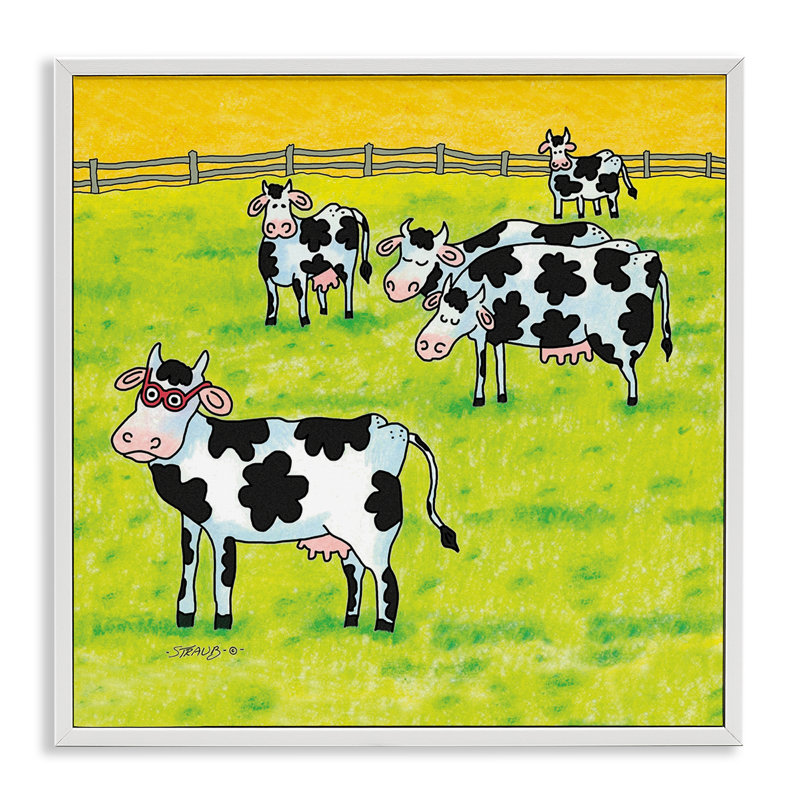 Drôle de troupeau de vaches avec spécifications, estampe numérique, conception de Roger Straub, H 24 po x l 24 po