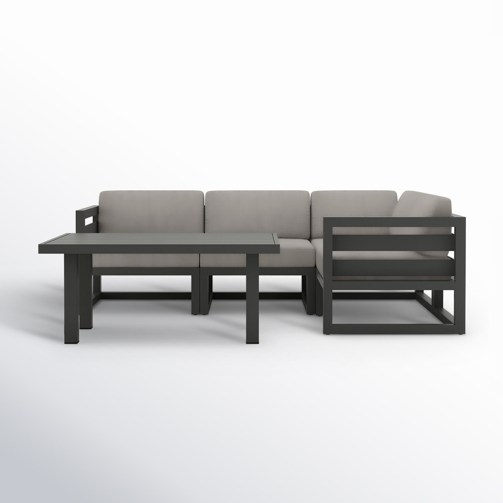 Smith 5 Piece Sectional Seating Group with Sunbrella® Cushions, Canvas Charcoal, Slate