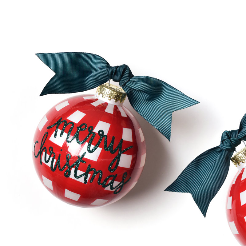 Ornement en forme de boule vichy «Merry Christmas»