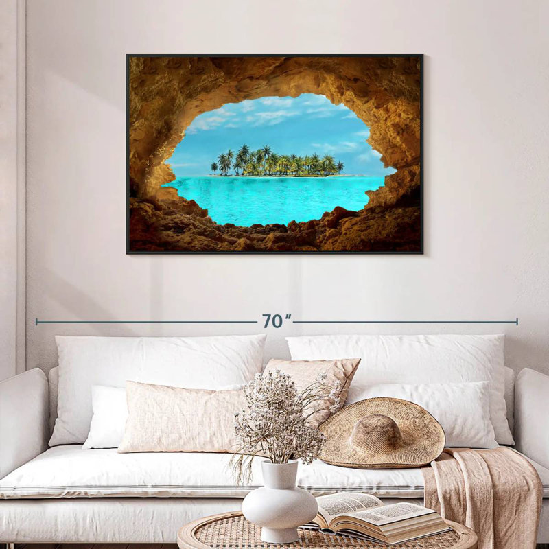 Île secrète, Cadre flottant noir, 43 po x 29 po