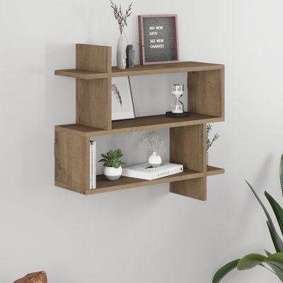 Argonaut Modern Wall-Mounted 2-Tier Floating Bookshelf