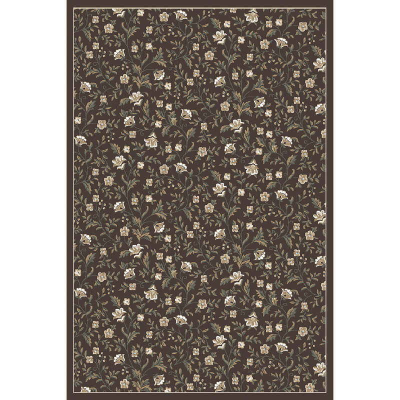 Tapis décoratif à motif floral en brun ackermanville, Rectangle 5 pi 3 po x 7 pi 3 po