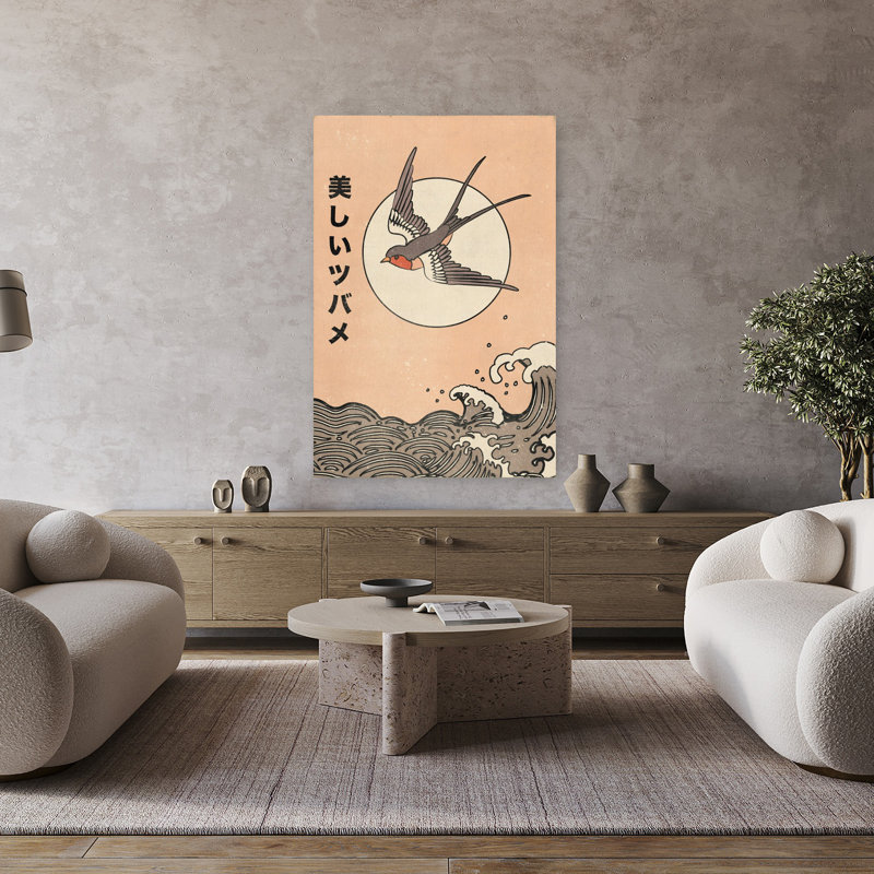 «The Beautiful Swallow Minimalist Retro Vintage Coastal Coast», art mural, H 48 po x l 32 po