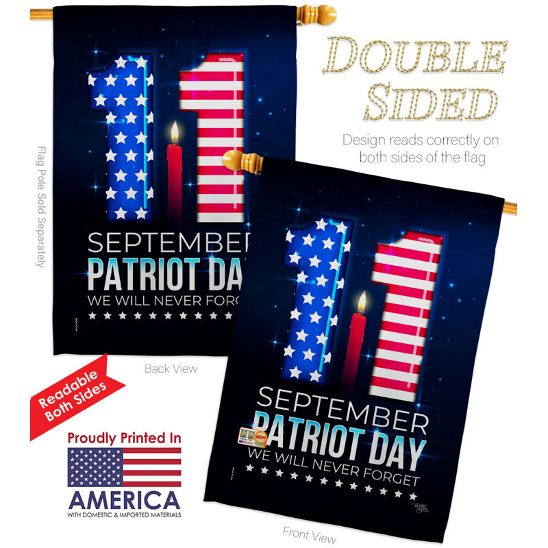 Bannière en polyester 40 x 28 po Memory Patriot Day