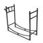 Support à bois de chauffage robuste de 33 po, support en fer thermolaqué noir - idéal pour la décoration intérieure / extérieure, fabrication en acier robuste, conception surélevée, crochets intégrés pour accessoires de feu