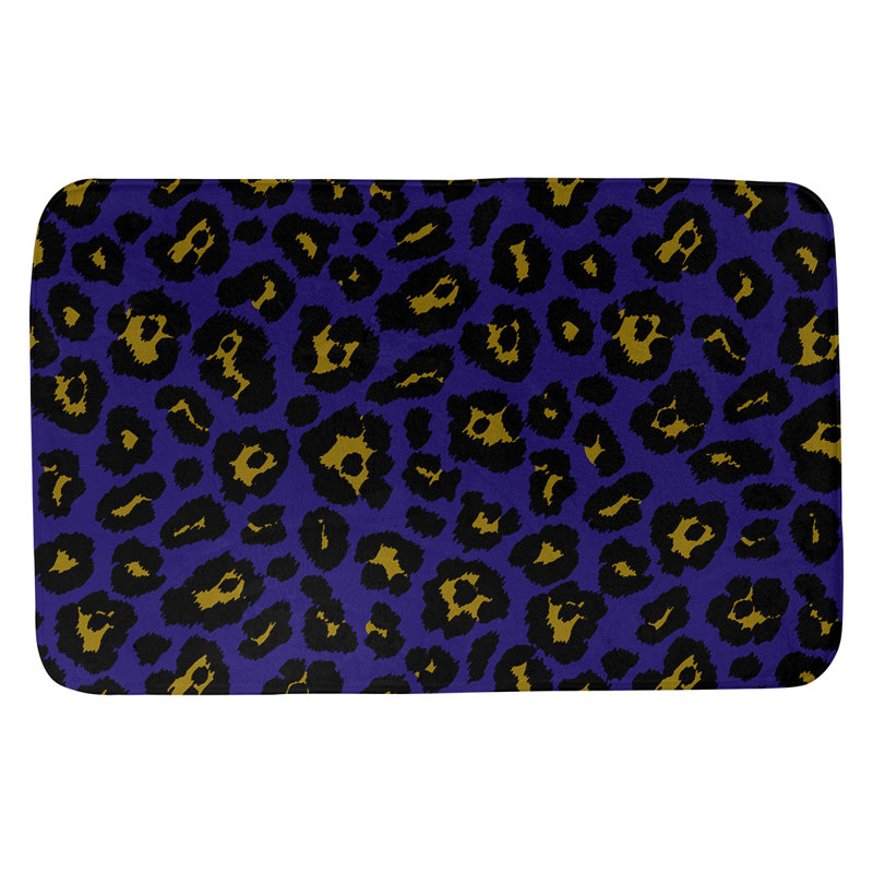 Tapis pour salle de bain Dallas, H 0,5 po x l 21 po x L 34 po, Mauve/ or métallique / noir