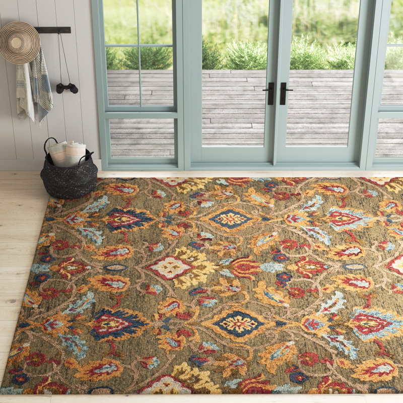 Tansy Wool Floral Indoor Rug, Rectangle 11' x 15'
