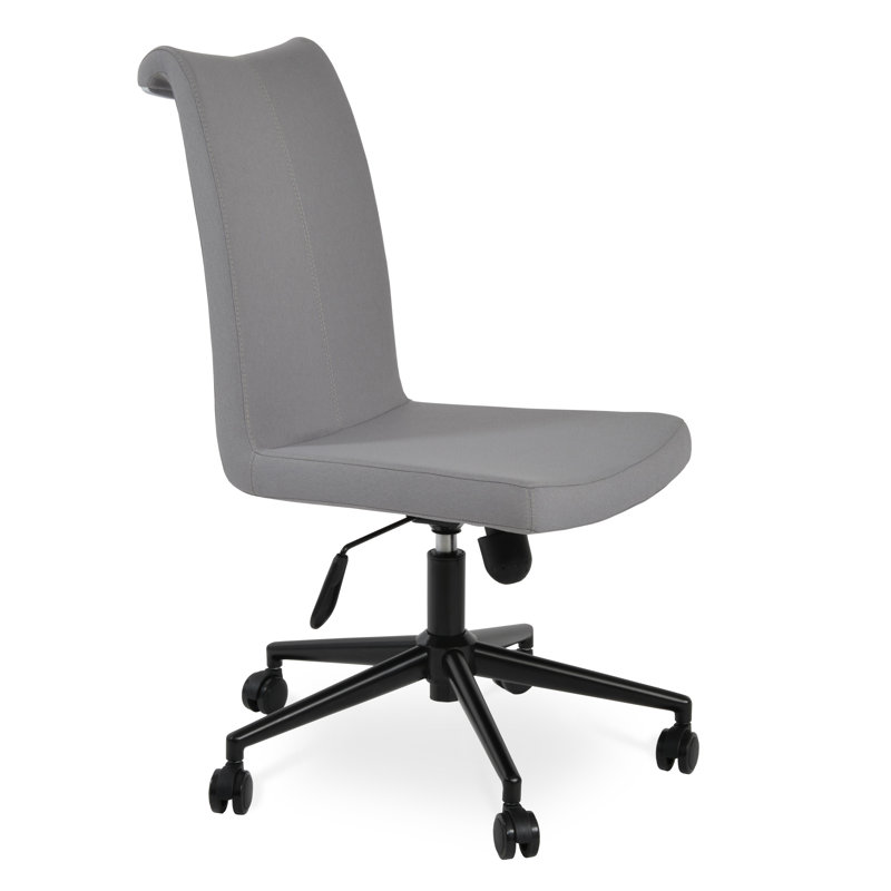 sohoConcept Task Chair, White Faux Leather, White Faux Leather, Silver