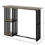 Table rectangulaire à hauteur de comptoir industrielle - 2 tablettes, chêne, travail noir sablé avec tablettes chêne et finition