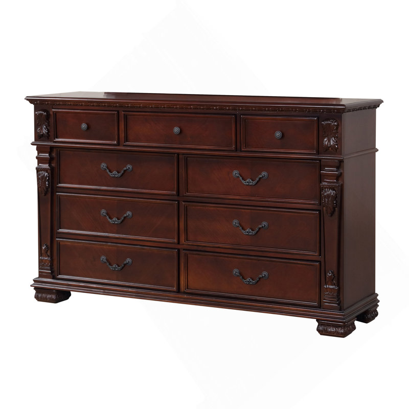 Commode 9 tiroirs Lyndon G09400-D, cerise