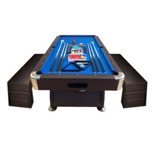 8 ft Pool Table with Storage Benches – Vintage with Benches