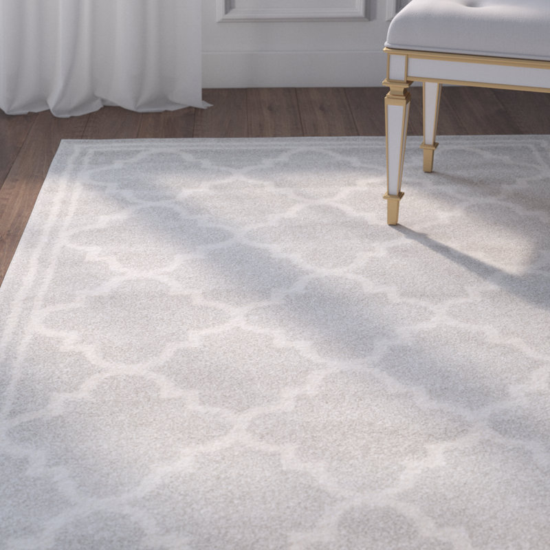 Tapis géométrique Ammundsen, Rectangle 9 pi x 12 pi, Gris clair/beige