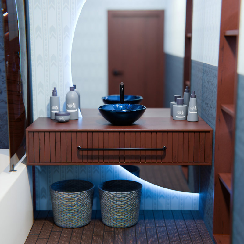 Lavabo de salle de bain à bateau circulaire en verre verdazzurro