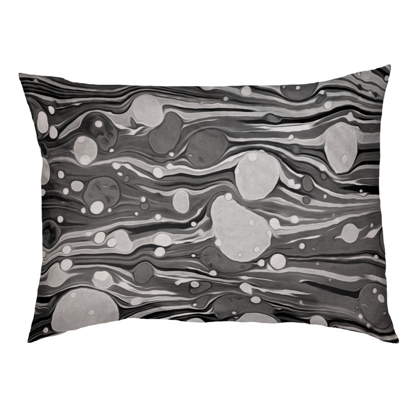 Coussin décoratif tourbillons, Moyen (L 30 po x l 40 po), Noir/blanc, Utilisation intérieure / extérieure