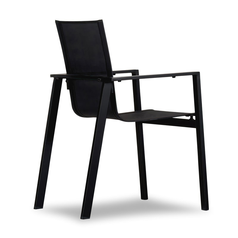 Lift Outdoor Dining Armchair, Black, Black Sunbrella®