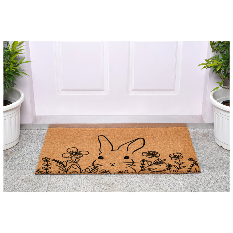 Floral Bunny Doormat, 17" W x 29" L