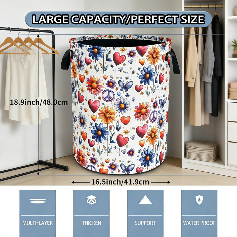 Panier à linge pliable avec poignées, panier à linge Oxford imperméable et rangement pour jouets de salle de bain, de chambre à coucher ou pour enfants