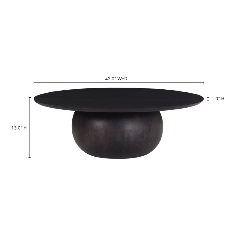 Rolf Coffee Table, 13.75" H x 42" L x 42" W, Black