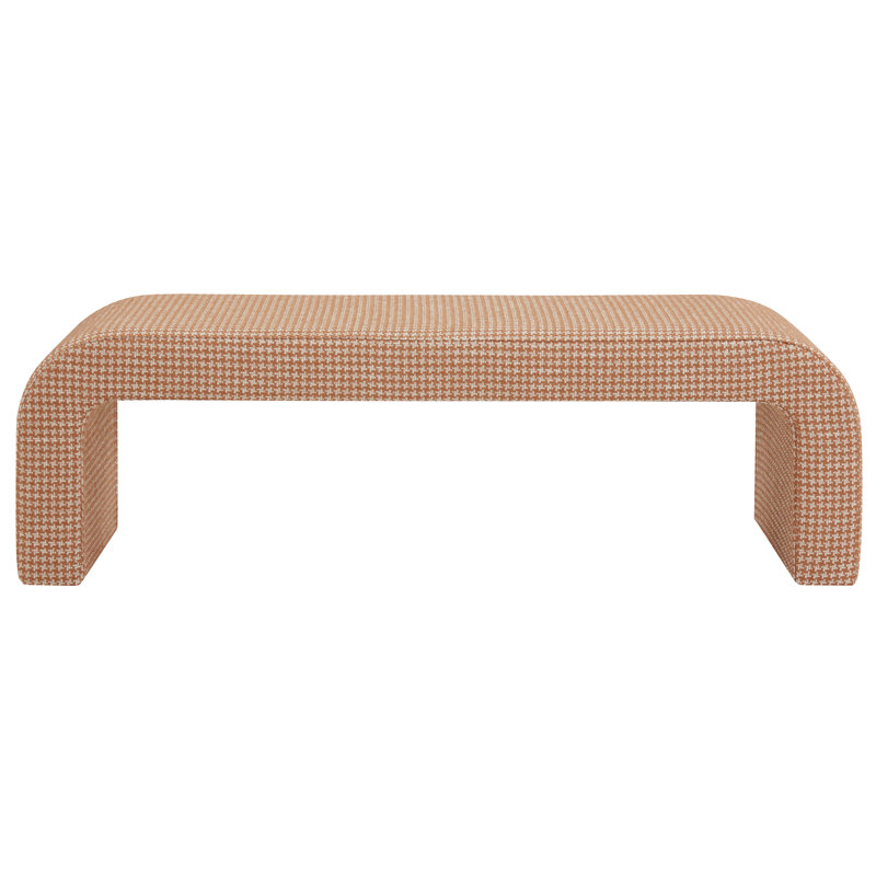 Daine 62" Upholstered Bench, Brown Houndstooth
