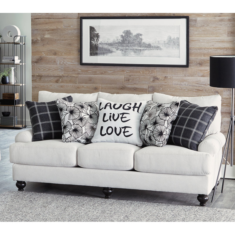 Navay 85'' Upholstered Sofa with Comfort Coil Seating and 5 Included Accent Pillows
