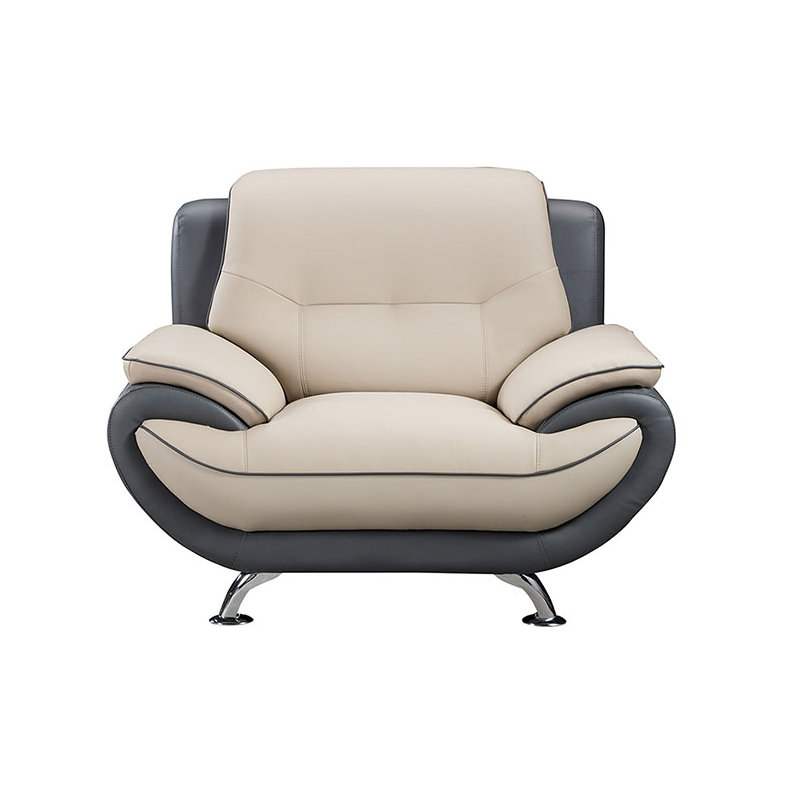 Sulayman Faux Leather Armchair, Light Gray/Dark Gray Faux Leather
