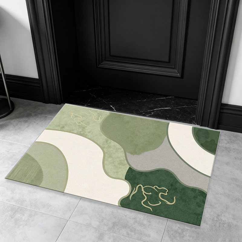 Green Abstract Watercolor carpet-easy to clean, machine-washable, soft and comfortable; suitable for door mats, kitchens, living rooms, bedrooms, corridors, and laundry areas. Easy to clean, durable carpet for home decoration.