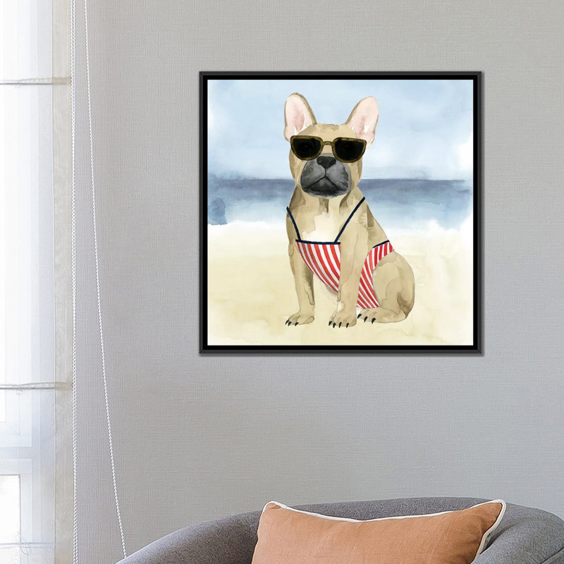 « hot dog i », impression sur toile, H 18 po x l 18 po x P 1,5 po, Toile avec cadre noir, Pas de tapis