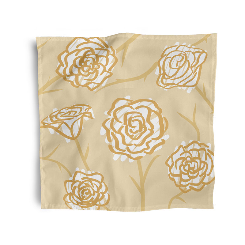 Charne Polyester Floral Square Napkin, Yellow