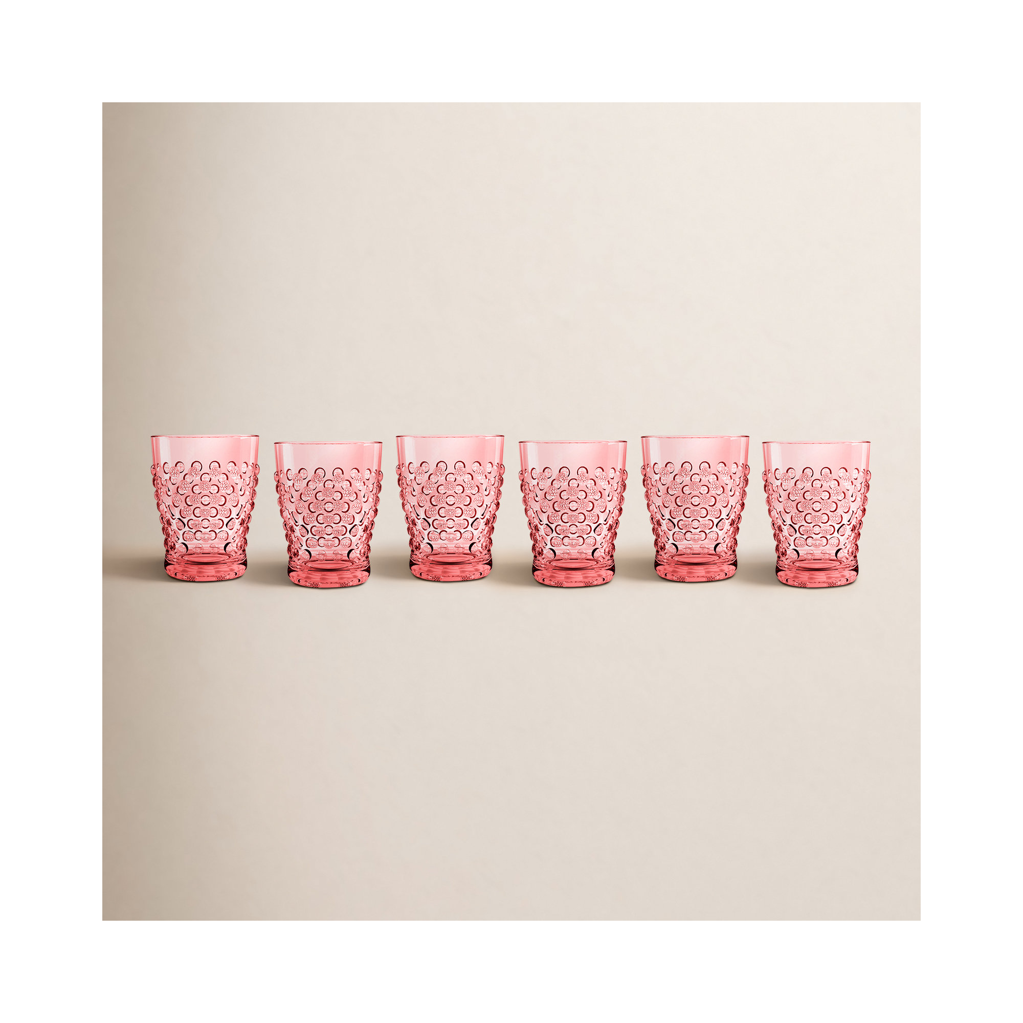 Hobnail Acrylic Drinking Glasses, 14 oz, Pink