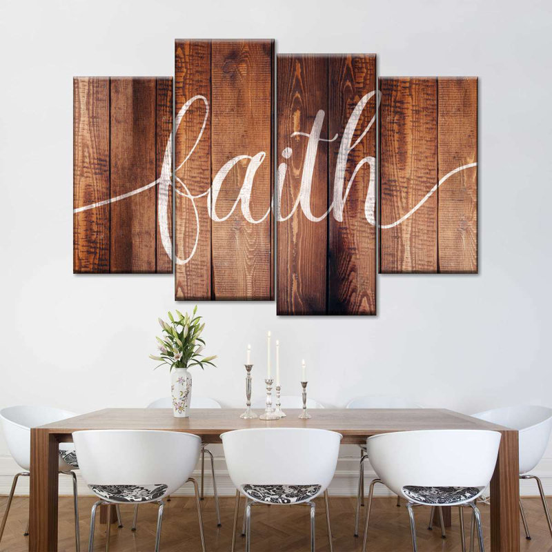 Faith Typographie, reproduction d'art sur toile, H 32 po x l 52 po x P 1,25 po