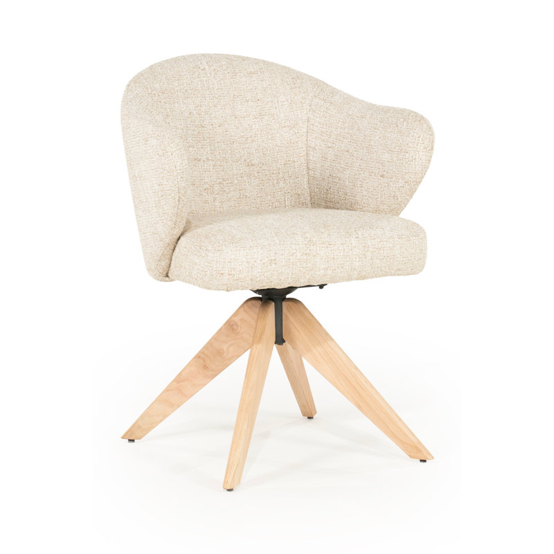 Connor Oak Accent Chair, Beige