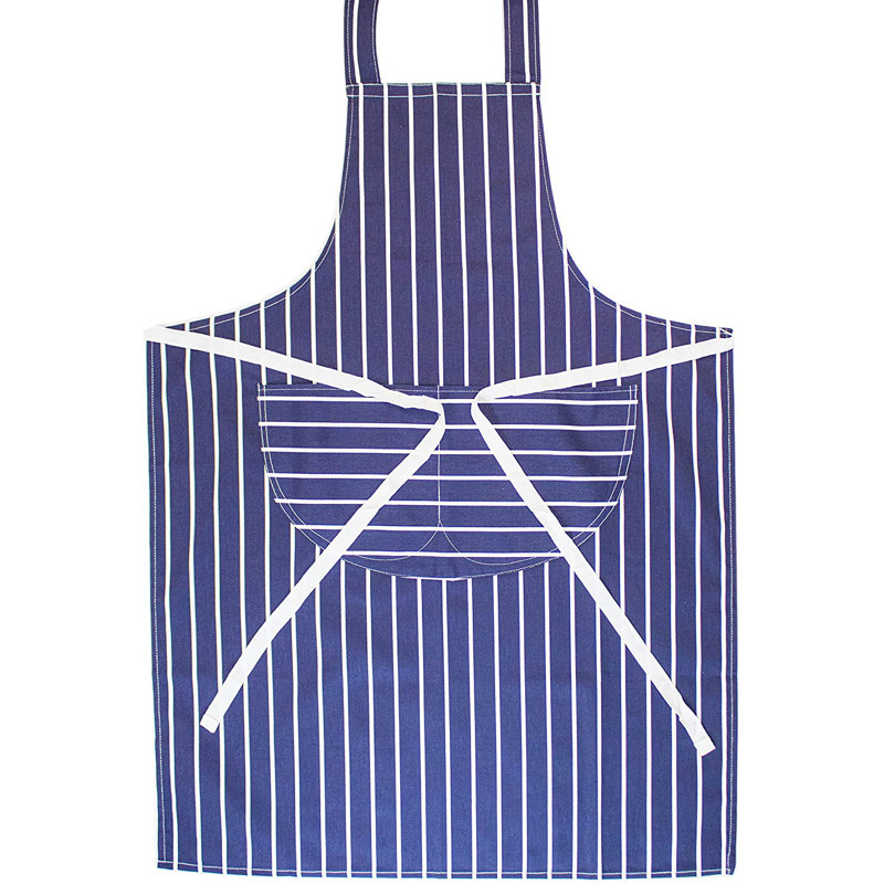 Striped Cotton Bib Apron, Blue