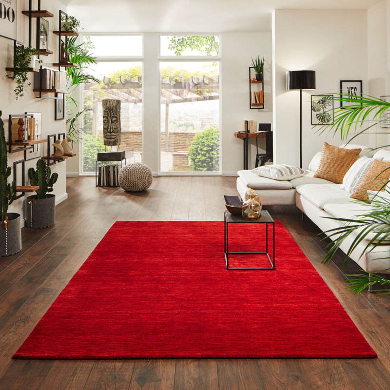 Daylynn Solid Colour Wool Hand Woven Area Rug, Rectangle 120 x 180cm