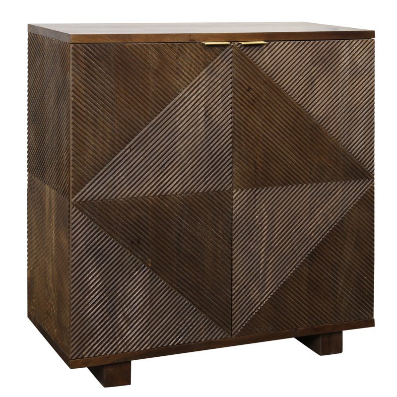 Angleton Cabinet - Two Patterned Doors - Espresso Brown Mango Wood