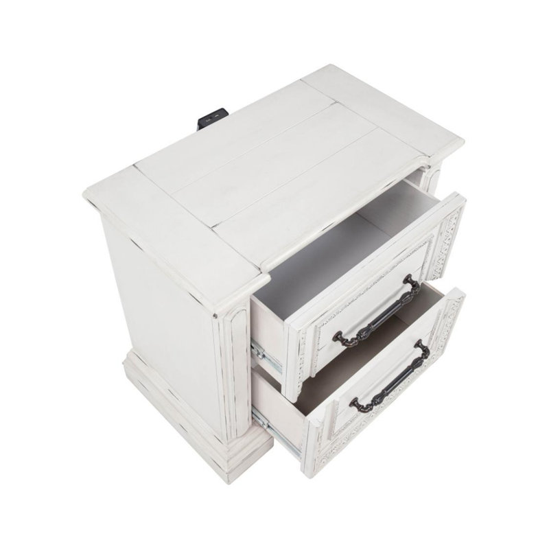 Table de chevet 2 tiroirs avec port USB Camacho