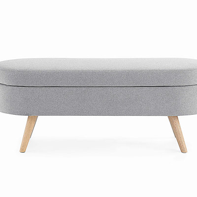 Ottoman Oval Storage Bench with Wood Legs