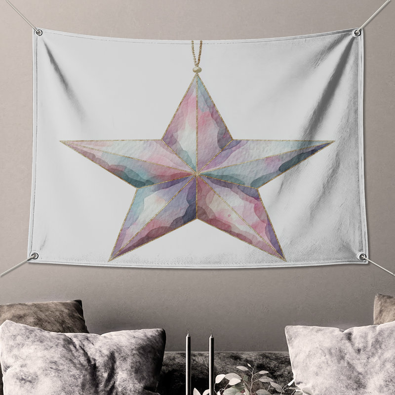 Tapisserie murale Watercolor Star, H 50 po x l 60 po avec 4 œillets