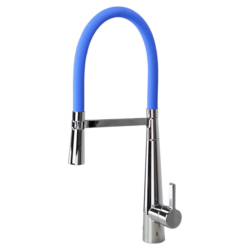 Transolid Bell'arte Pull Down Kitchen Faucet, Polished Chrome/Blue