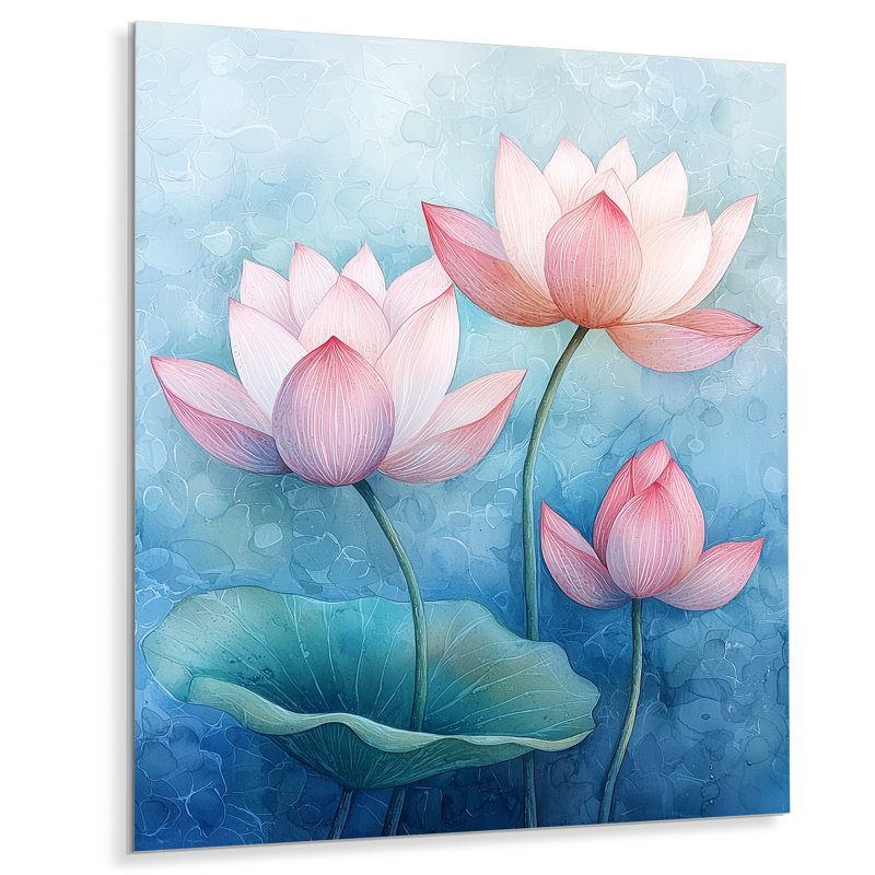 Harmonie du lotus rose dans l'étang III, H 20 po x l 12 po x P 0,84 po