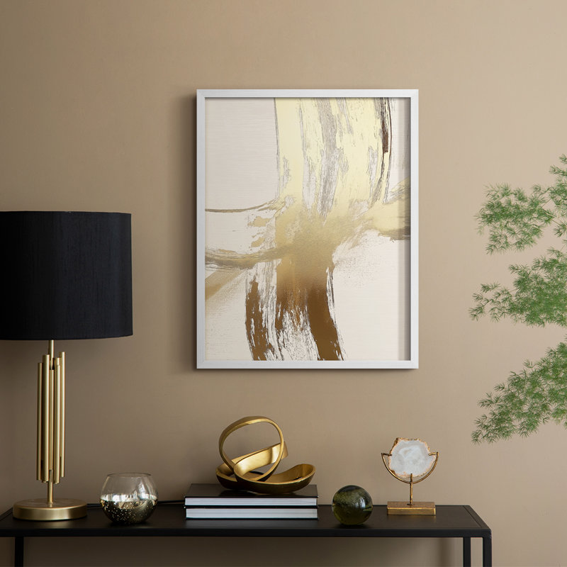 "Abstract", abstrait encadré, prêt à accrocher, H 20 po x l 16 po, Blanc