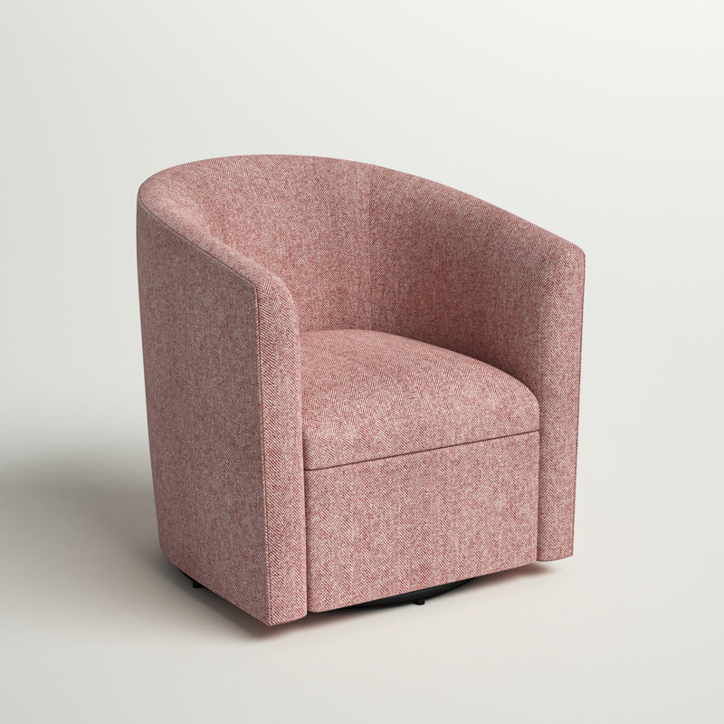 Zaria Upholstered Swivel Barrel Chair, Red Polyester