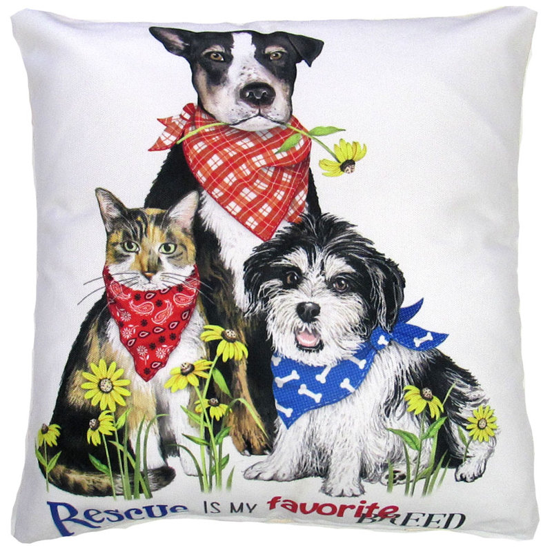 Oreiller - sauvetage d'animaux - 18 x 18