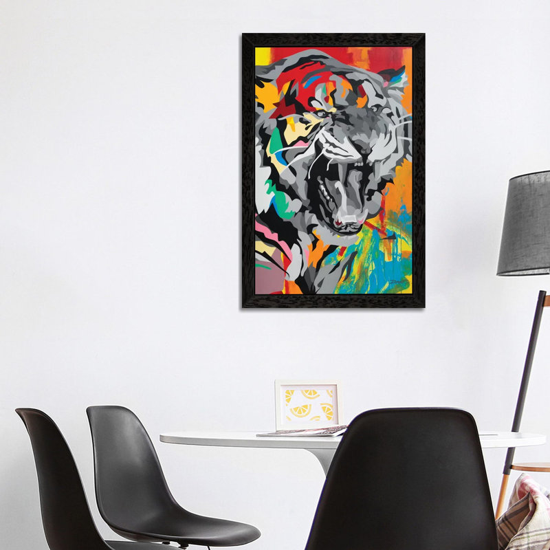 Tiger by DAAS - Print on Canvas, 66.04 cm H x 45.72 cm W, Black Framed