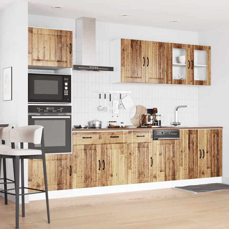  7 Piece Kitchen Cabinet Set Kalmar Old Wood Engineered Wood, Wood