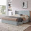 Lit plateforme de rangement relevable de style scandinave moderne, en velours côtelé, bleu pâle, avec tête de lit à oreilles et revêtement en velours côtelé.-1438858257-1438858259